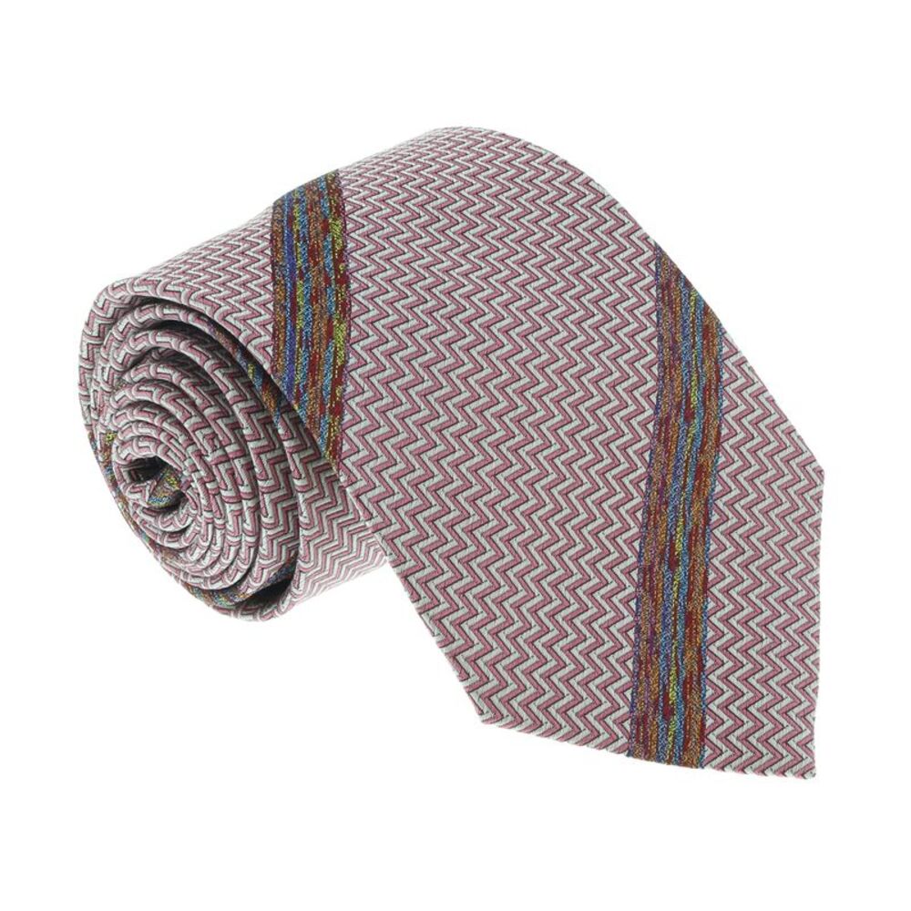 Missoni U4317 Pink/Silver Chevron 100% Silk Tie